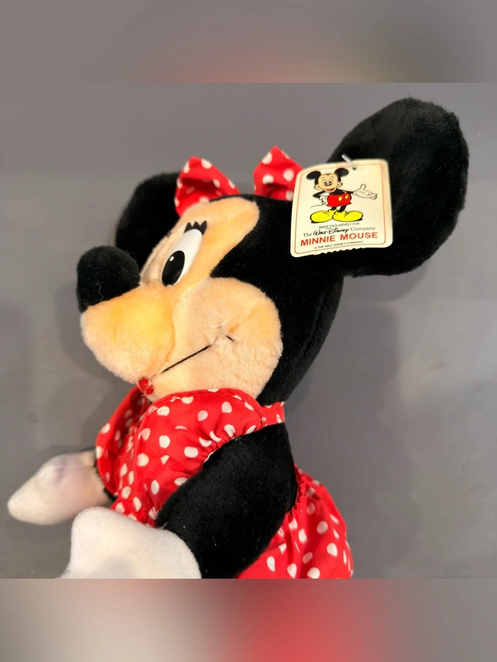 Vintage Minnie Mouse Plush Disney Parks Red Polka Dot Dress With Tag Disney
